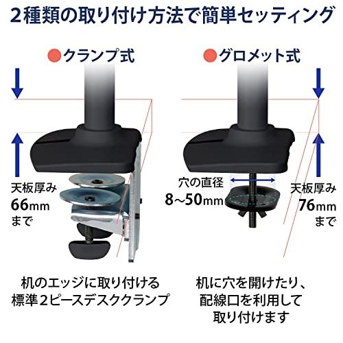 エルゴトロン LX デュアルモニターアーム 2画面用 縦/横型 長身ポール