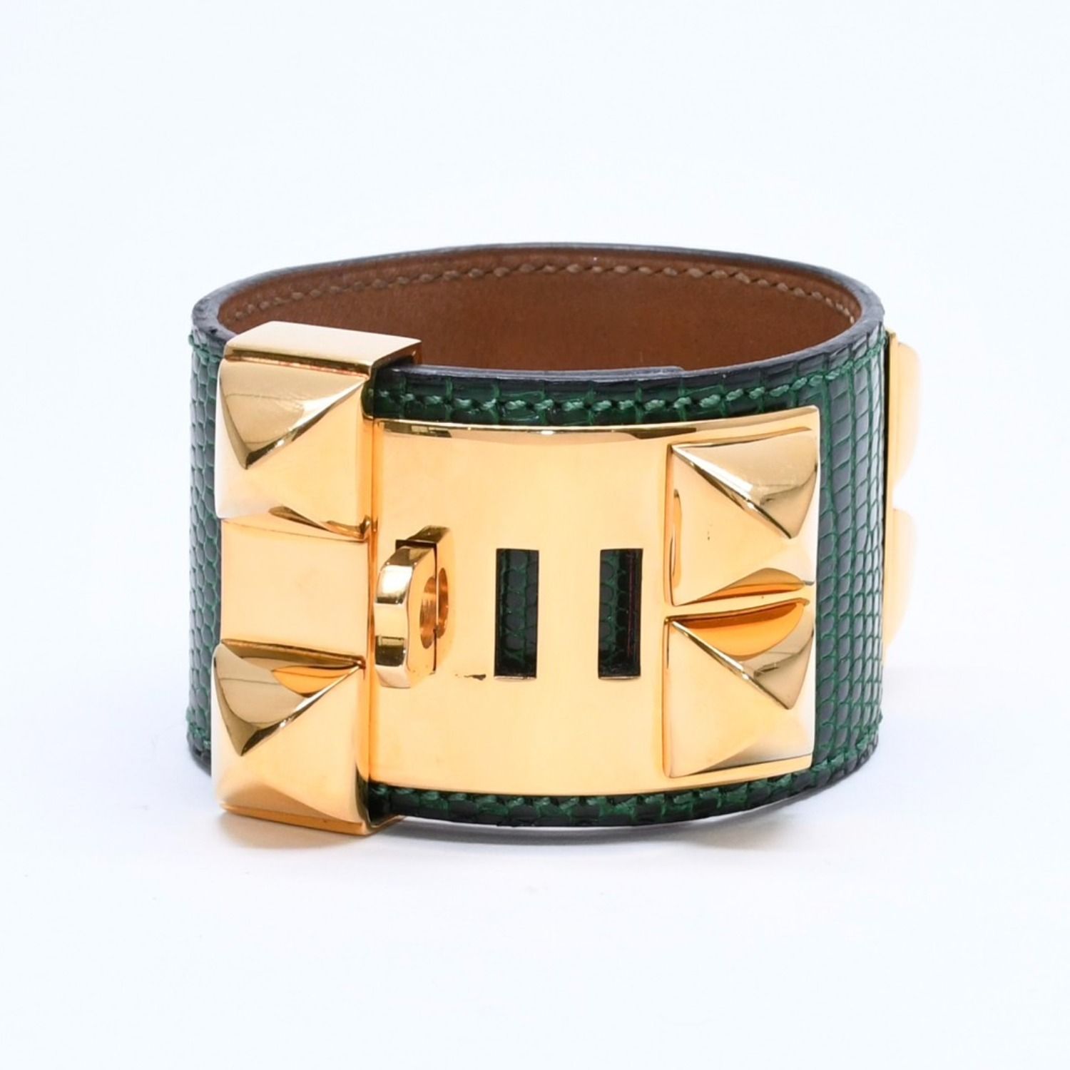極美品 HERMES エルメス リザードレザー コリエドシアンバングル