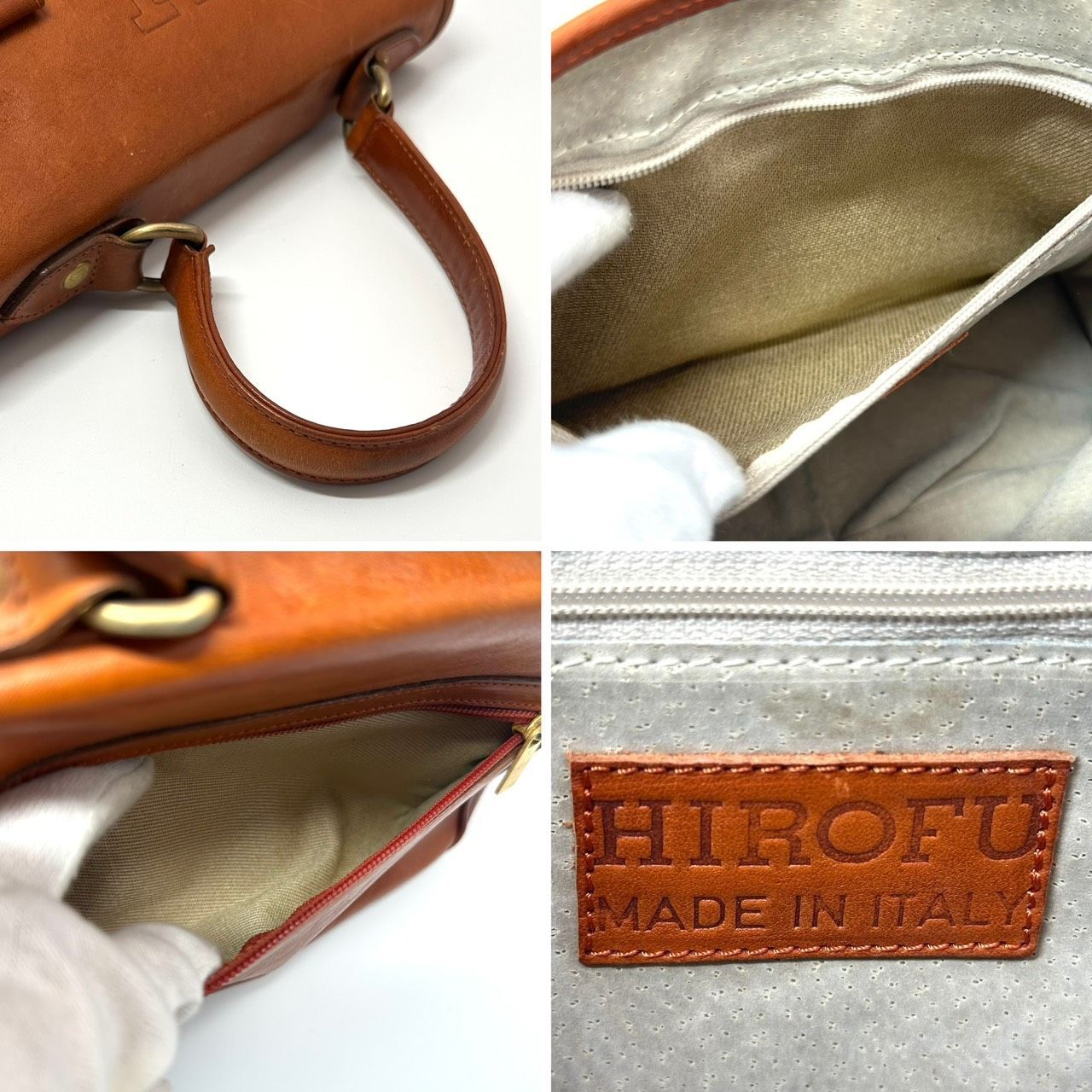 B5817】 HIROFU ヒロフ ハンドバッグ レザー ブラウン マグネット