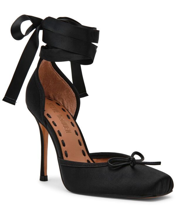 スティーブ マデン レディース シューズ パンプス レース ヒール Steve Madden Womens Larina LaceUp HighHeel Ballet Pumps Black Sati