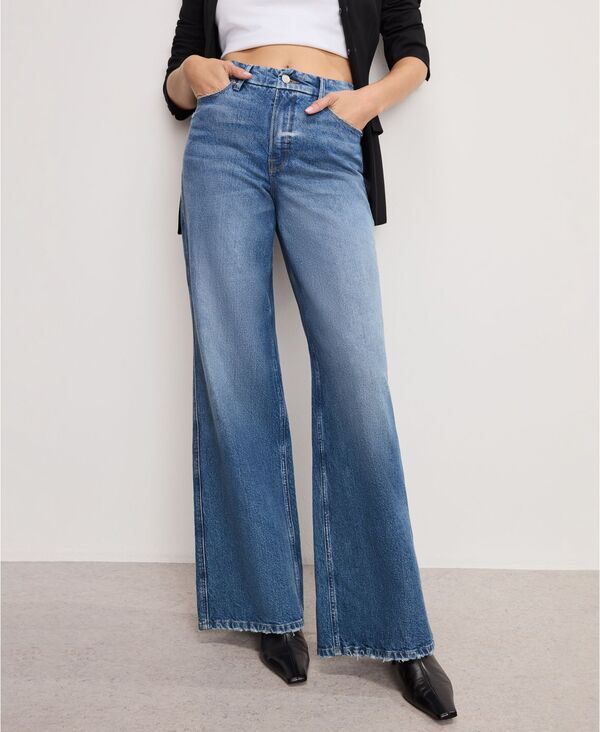 グッドアメリカン レディース ボトムス デニムパンツ ワイドレッグ プラスサイズ ジーンズ Good American Womens Good Wide Leg HighRise Jeans Regu