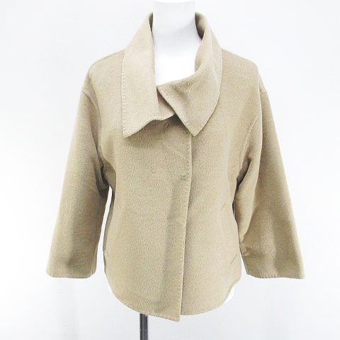 ボールジー BALLSEY トゥモローランド ジャケット ショート丈コート 比翼 38 ベージュ系 スナップボタン ポケット アンゴラ 毛 ウール 裏地 無地