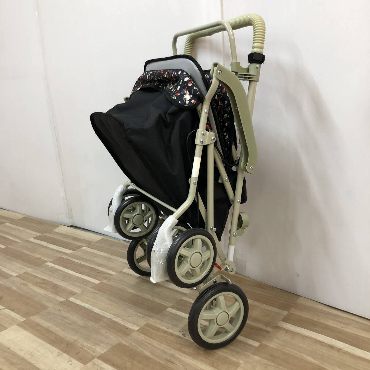 ☆未使用☆ シルバーカー SHIMA 島製作所 マーチS 小花ブラック 手押し