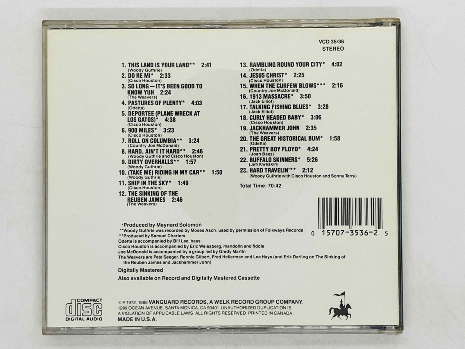 CD THE GREATEST SONGS OF WOODY GUTHRIE / ウディ・ガスリー グレイ