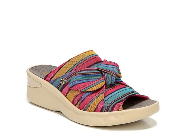 ビジーズ レディース シューズ サンダル BZees Smile Wedge Sandal BluePinkMustard Yellow Stripes ブルー