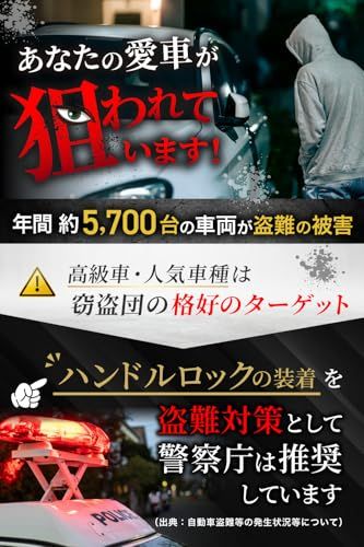 ハンドルロック 【防犯のプロ監修】 盗難防止 車 盗難防止グッズ 日本ブランド ３重の盗難防止機能 ５秒で簡単装着 防犯設備士監修 【世田谷ベース掲載モデル】 (シルバー)pms