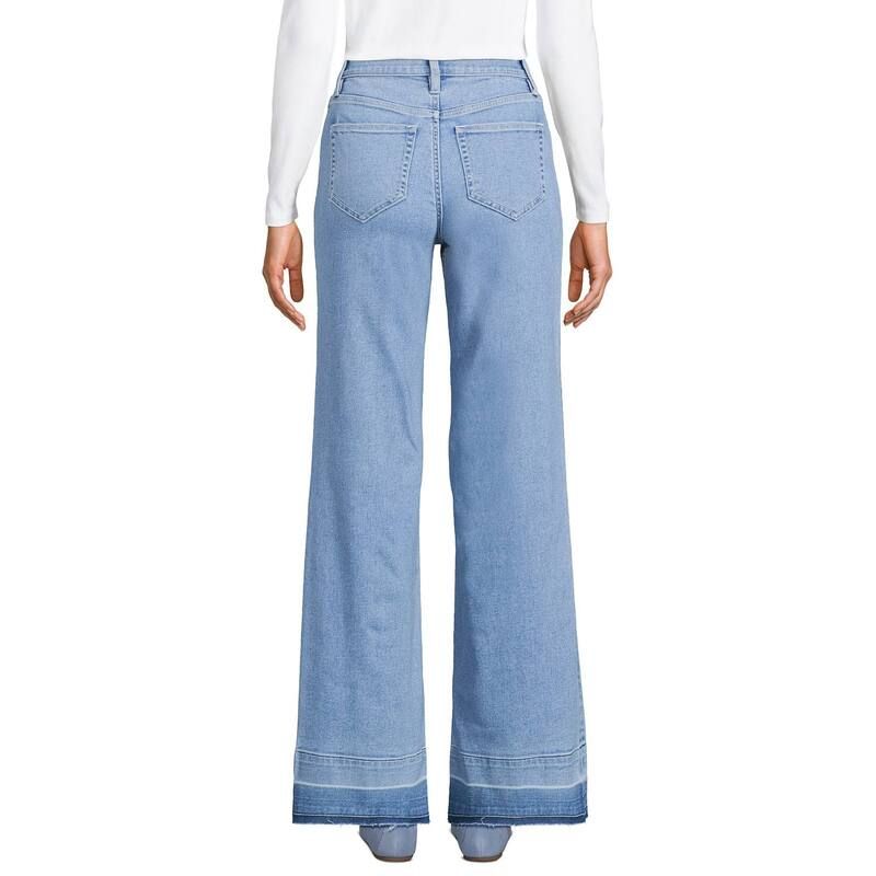 ランズエンド レディース ボトムス デニムパンツ ワイドレッグ ジーンズ Womens Lands End HighRise Wide Leg Jeans Royal Indigo インディゴ