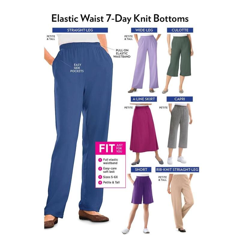 ウーマン ウィズイン レディース ボトムス カジュアルパンツ プラスサイズ ニット Woman Within Plusize 7Day Knit StraightLeg PullOn Pants He