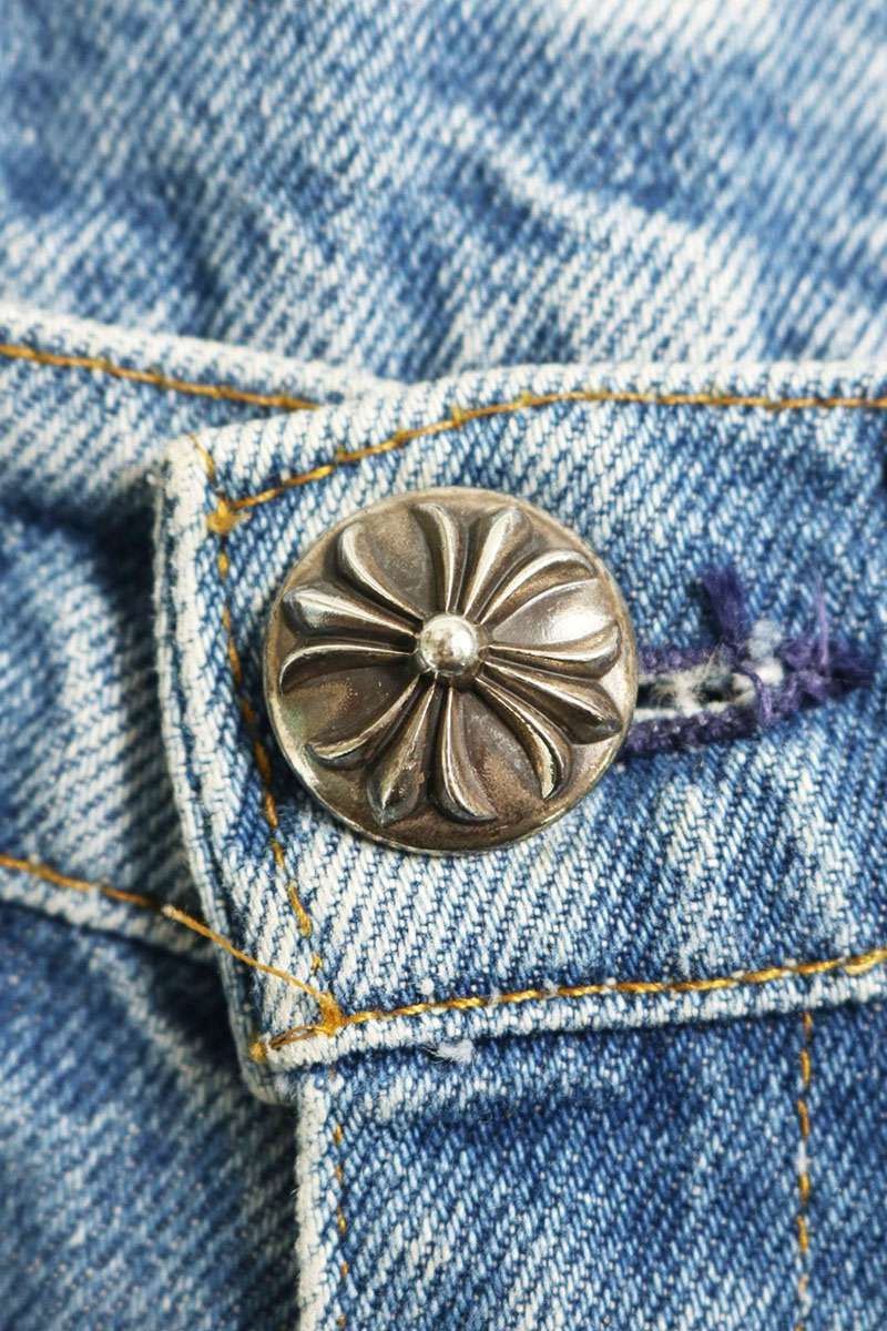 クロムハーツ ×リーバイス LEVI'S U VNTG JEAN BLU ORNG TAB517 クロスパッチ付き517ウォッシュドデニムパンツ メンズ 29インチ