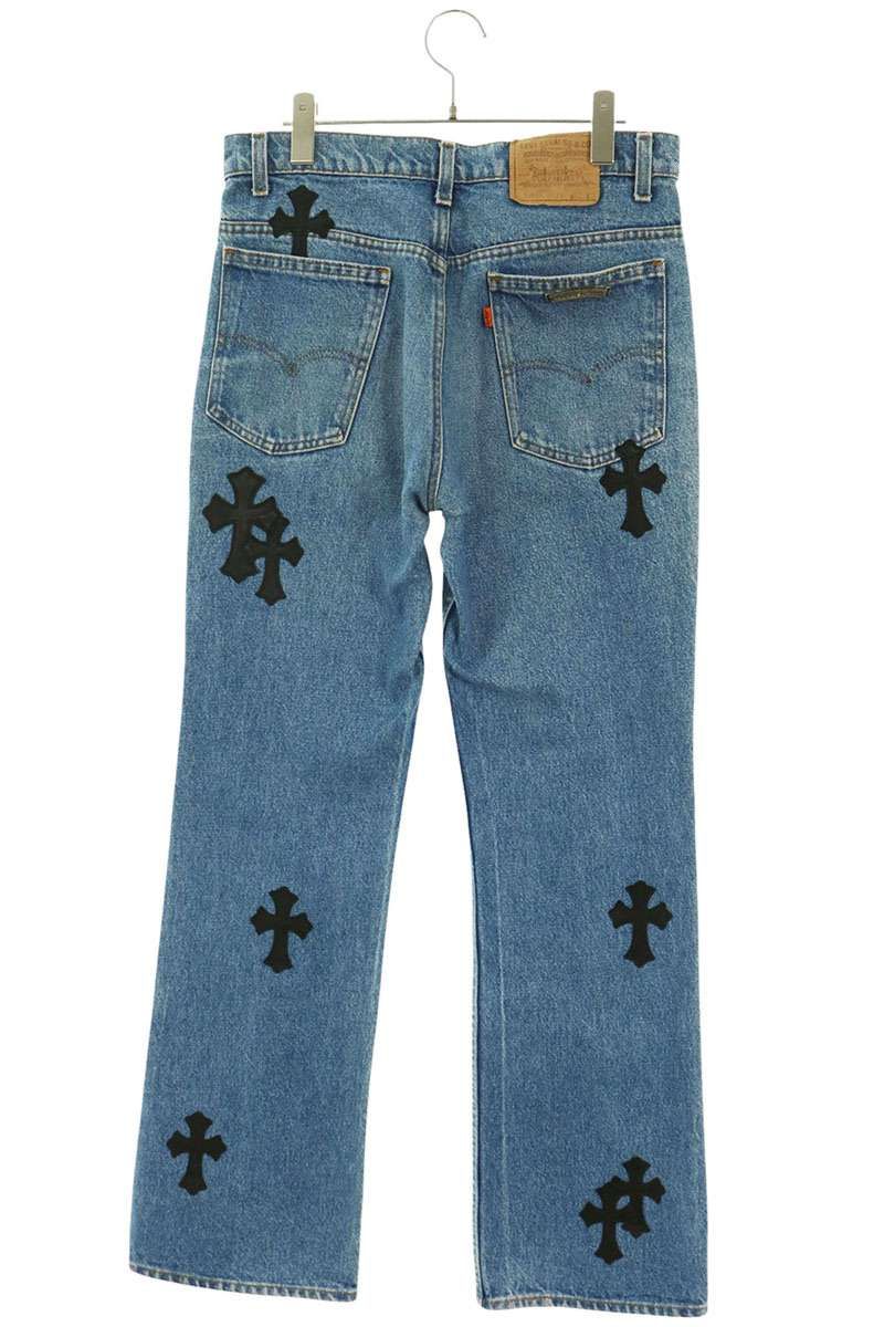クロムハーツ ×リーバイス LEVI'S U VNTG JEAN BLU ORNG TAB517 クロスパッチ付き517ウォッシュドデニムパンツ メンズ 29インチ