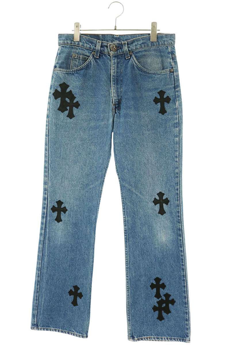 クロムハーツ ×リーバイス LEVI'S U VNTG JEAN BLU ORNG TAB517 クロスパッチ付き517ウォッシュドデニムパンツ メンズ 29インチ