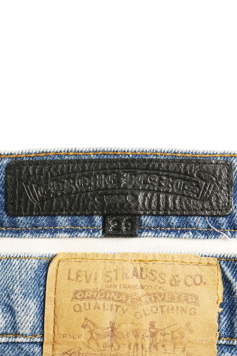 クロムハーツ ×リーバイス LEVI'S U VNTG JEAN BLU ORNG TAB517 クロスパッチ付き517ウォッシュドデニムパンツ メンズ 29インチ