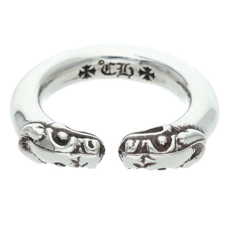 CHROME HEARTSクロムハーツDOUBLE DOG RING レシート有 クロムハーツ DOUBLE DOG RING/ダブルドッグ シルバーリング メンズ 17