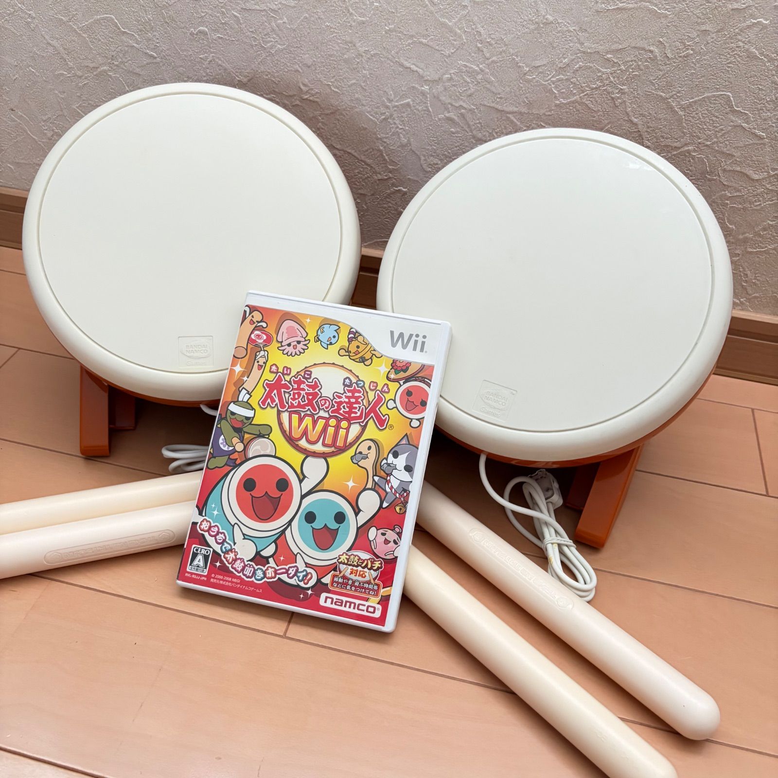 動作確認済】Wii WiiU タタコン バチセット 太鼓の達人 2個セット b