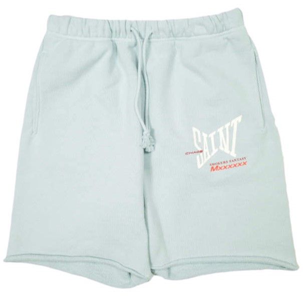新品 SAINT MICHAEL セントマイケル 25SS 日本製 SWEAT SHORTS / RIBON SAINT カットオフ スウェットショーツ SM-HR8-0000-060 S BLUE SAINT Mxxxxxx ショートパンツ ボトムス