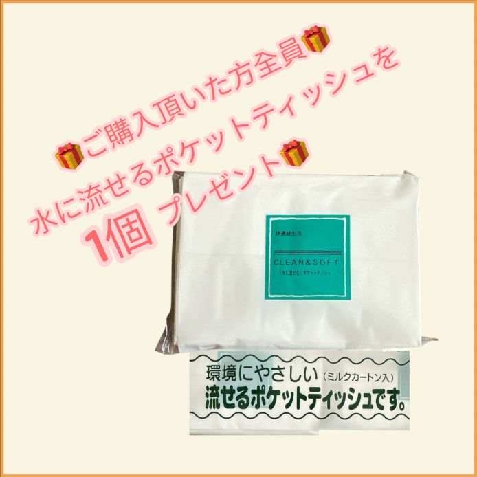 ?ご購入特典? 水に流せるポケットティッシュ 1個プレゼント♪