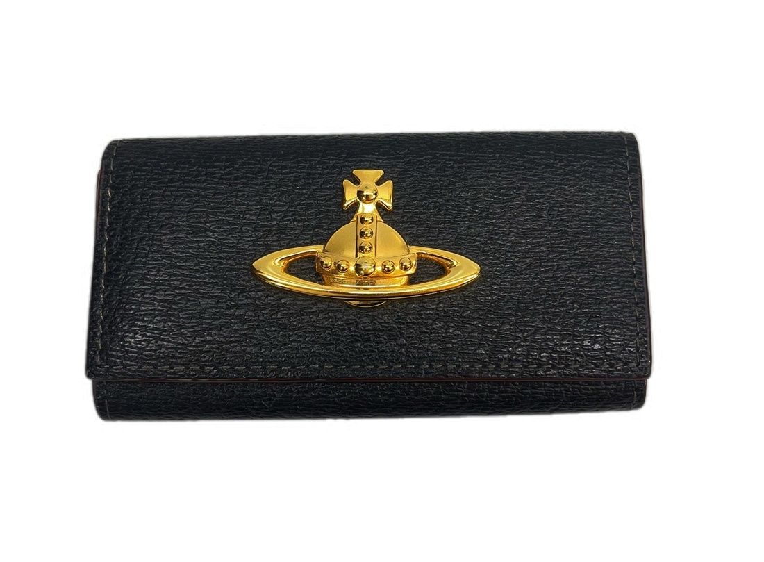 Vivienne Westwood Vivienne Westwood Orb Key Case with Key Ring Leather Black Wallet/Case Key Holder/Key Case Black 101G-359