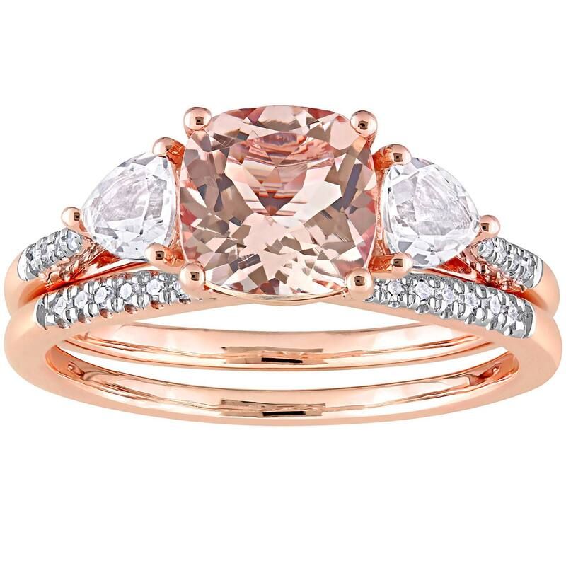 ステラ グレース レディース アクセサリー リング Stella Grace 10k Rose Gold Morganite White Topaz 110 CaratW Diamond Bridal
