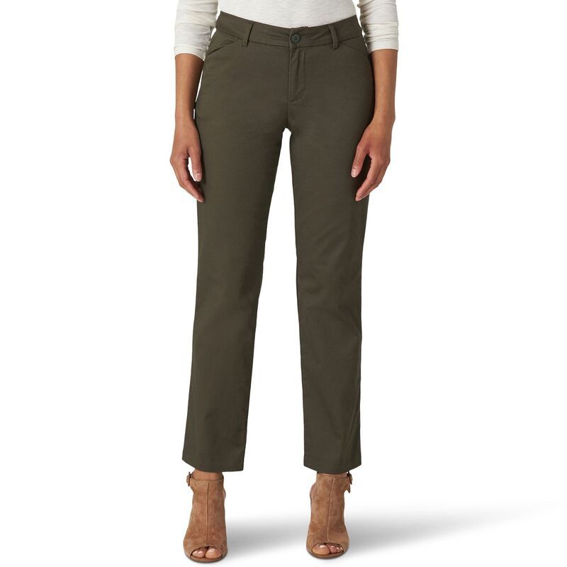 リー レディース ボトムス カジュアルパンツ リラックスフィット Womens LeeR WrinkleFree Relaxed Fit StraightLeg Pants Frontier Oliv