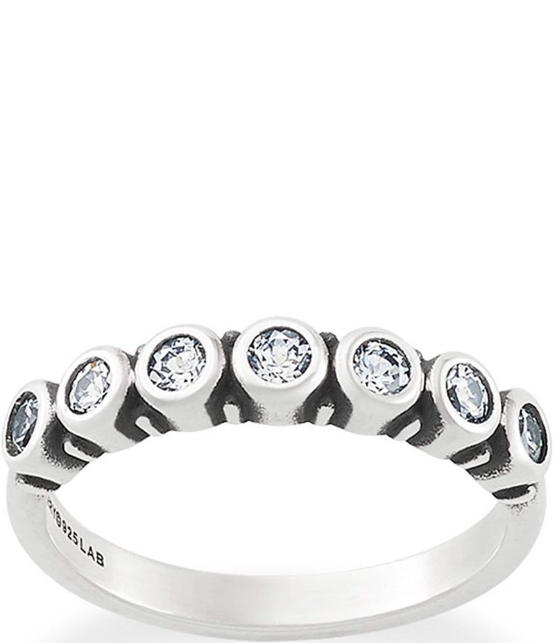 ジェームズ エイヴリー レディース アクセサリー 指輪 James Avery Stacker Ring with LabCreated White Crystal Sapphire Sterling