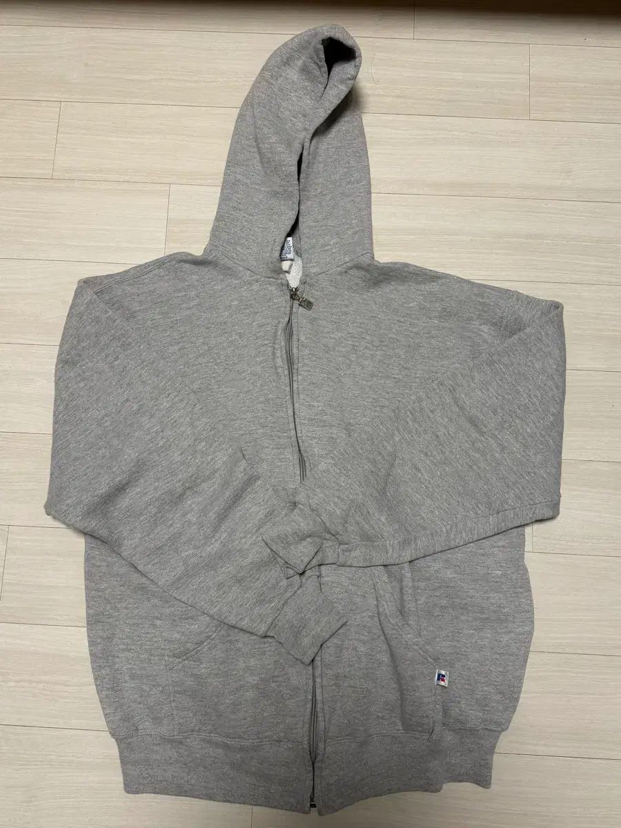 90s ラッセル フーディー ジップアップ グレー L