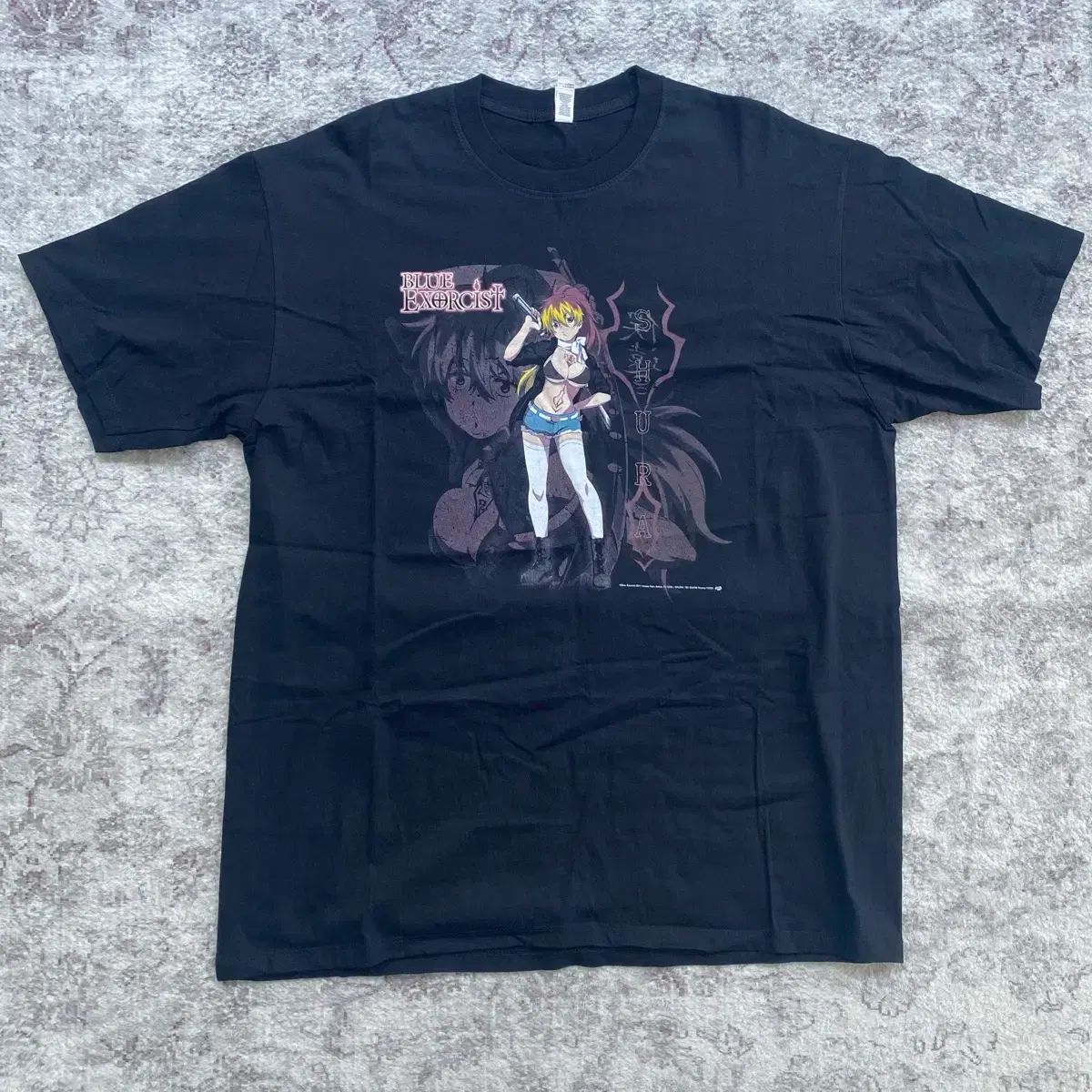 デニムのEXO（エクソ）ブートレッグアニメTシャツ アニメT