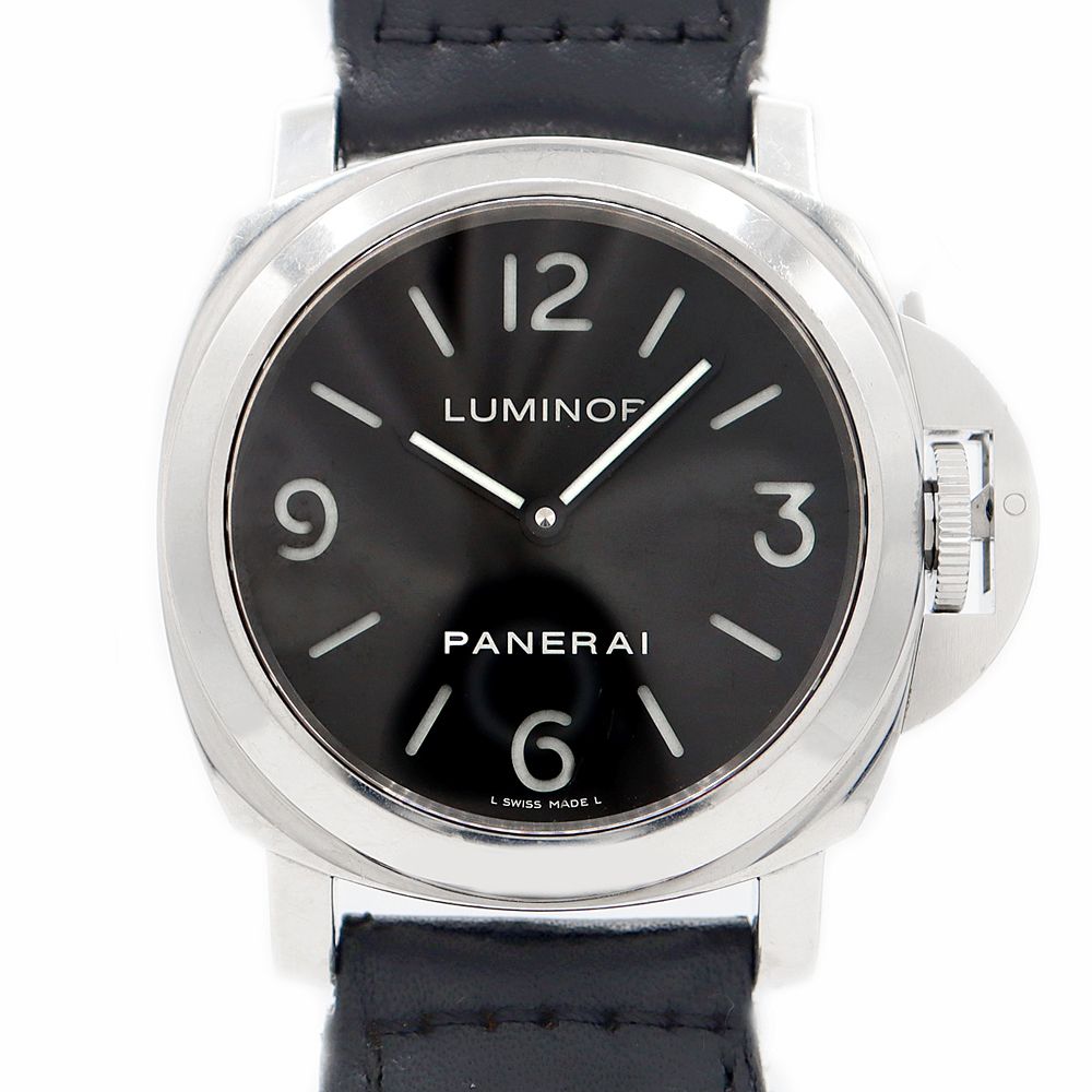 PANERAI パネライ ルミノール ベース PAM00112 K番 300m防水 黒 ブラック SS ステンレス 純正ベルト 純正尾錠 メンズ 手巻き【6ヶ月保証】【腕時計】【中古】