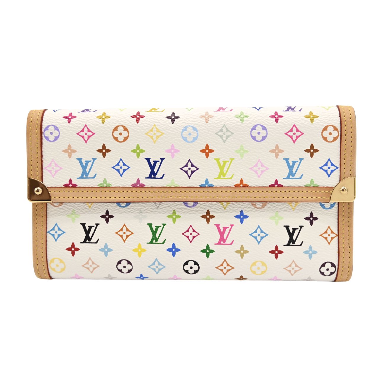 LOUIS VUITTON ルイヴィトン インターナショナル ポルトトレゾール M92659 モノグラム マルチ ブロン ホワイト マルチカラー 三つ折り長財布 (29440)