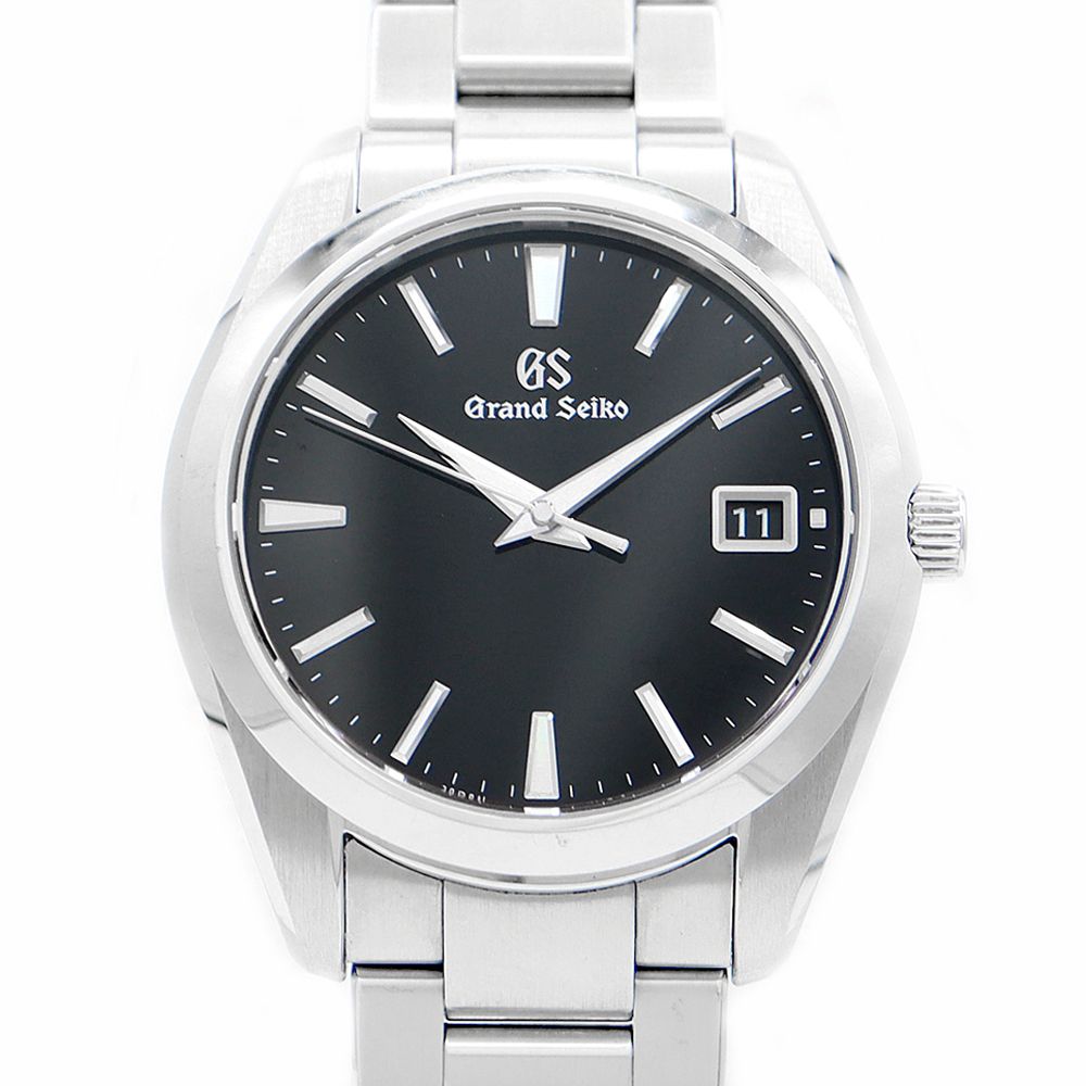 電池交換済 SEIKO セイコー GS グランドセイコー ヘリテージコレクション 9F82-0AF0 SBGV223 100m防水 デイト 黒 ブラック SS ステンレス メンズ クォーツ【6ヶ月保証】【腕時計】【中古】