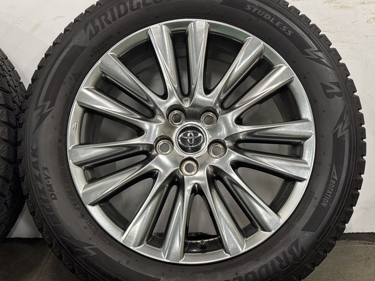 トヨタ ハリアー60後期　プレミアム　18インチ ホイールセット ブリヂストン バリ溝】トヨタ 60 ハリアー プレミアム 純正 18in 7.5J +45 PCD114.3