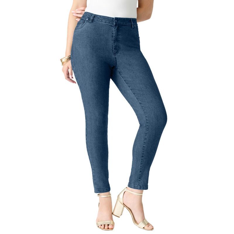 ロアマンズ レディース ボトムス デニムパンツ プラスサイズ Roamans Womens Plusize Classic Stretch Slim Jean Medium Stonewash