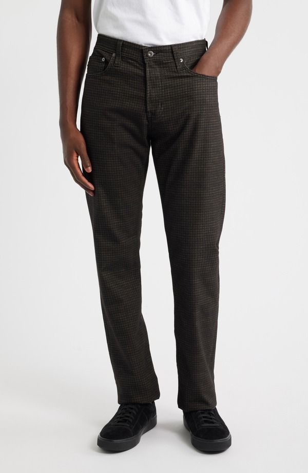 エージー メンズ ボトムス カジュアルパンツ ストレート AG Everett Slim Straight Leg Pants Textured Houndstooth Black ブラック