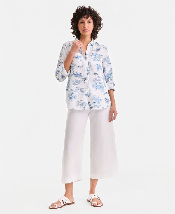 チャータークラブ レディース トップス シャツ リネン Charter Club Womens 100 Linen Shirt Created for Macys Blue Toile ブルー