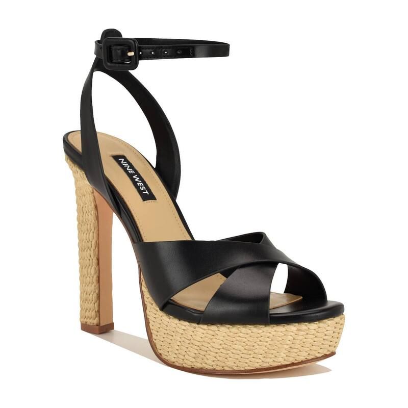 ナインウェスト レディース シューズ パンプス サンダル ヒール Nine Weston Womens Open Toe Block Heel Dressandals Black ブラック