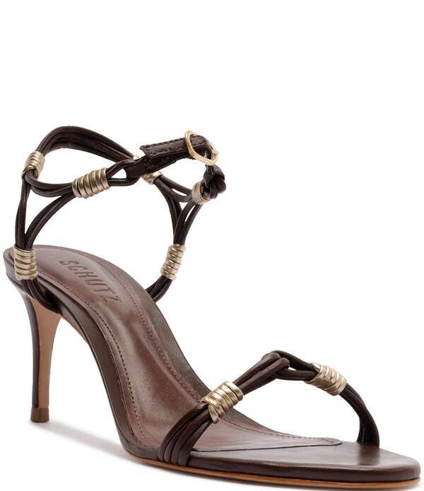 シュッツ レディース シューズ ヒール サンダル レザー Schutz Nara Leather Mid Heel Dressandals Root Brown ブラウン