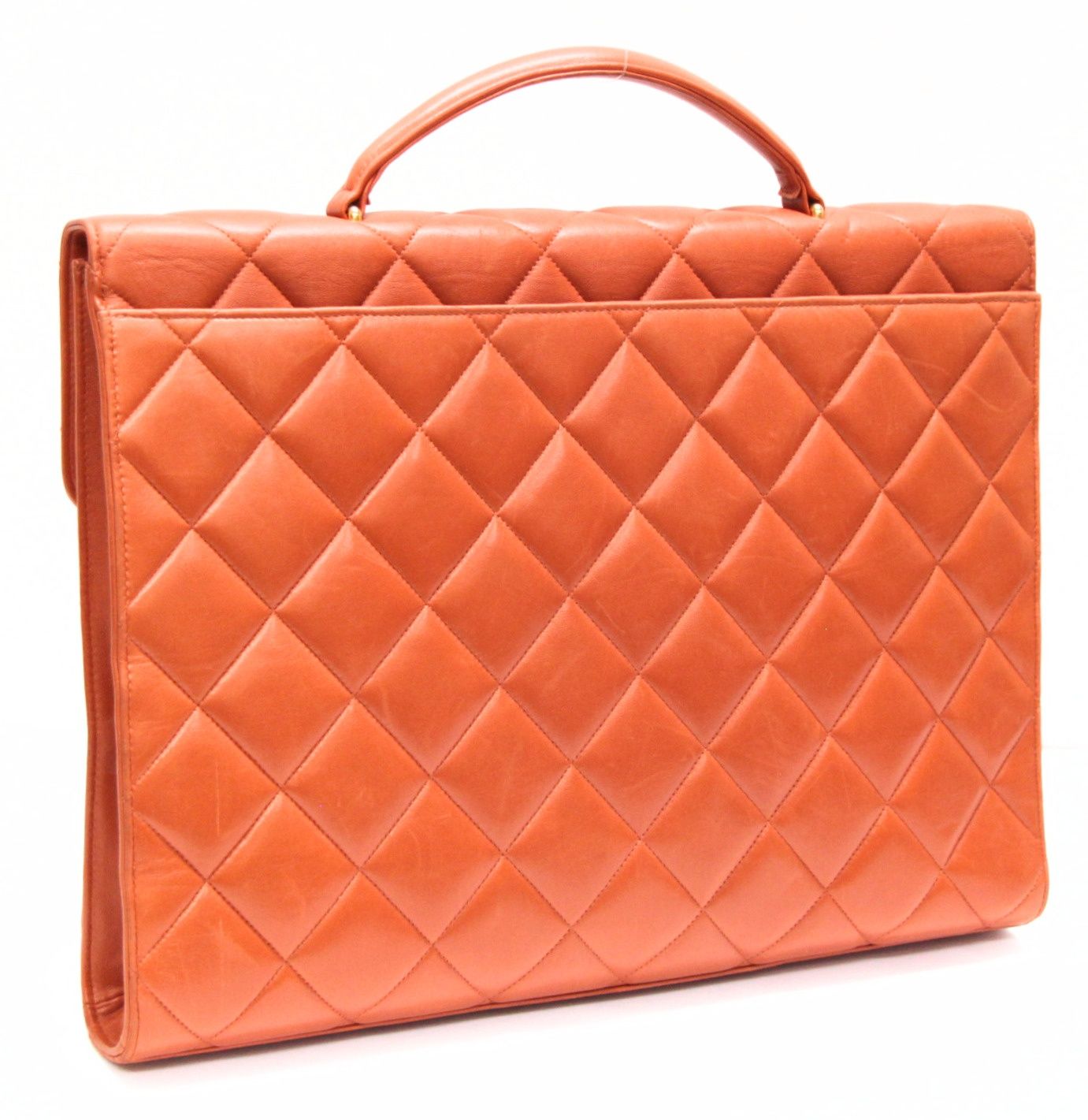 CHANEL シャネル　限定　マトラッセ キルティング　トマトオレンジ　ラム レア！シャネル CHANEL マトラッセ ビジネスバッグ ブリーフケース