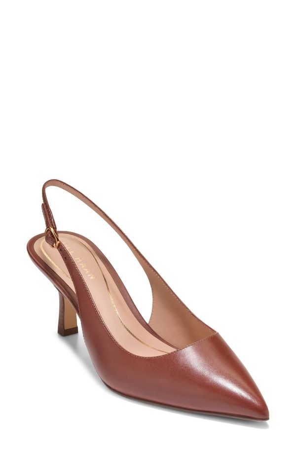 コールハーン レディース シューズ パンプス Cole Haan Hansell Slingback Pointed Toe Pump Dark Cuoio Leather