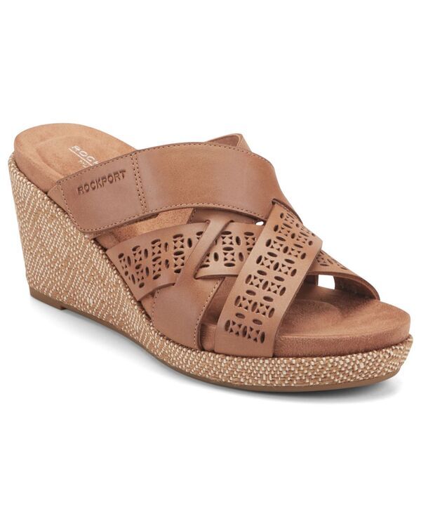ロックポート レディース シューズ スリッポン・ローファー サンダル Rockport Womens Britta SlipOn Casual Wedge Sandals Dark Cognac