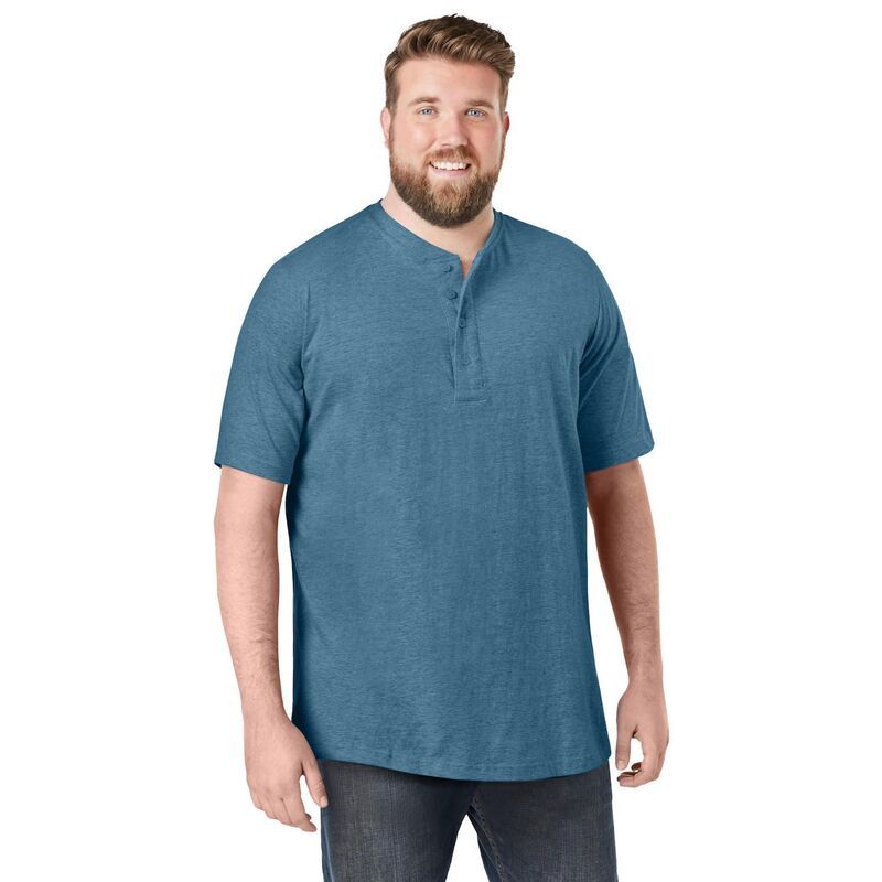 キングサイズ レディース トップス Tシャツ トール Kingsize Mens Big Tall Shrinkless Lightweight Henley Tshirt Heather Slate