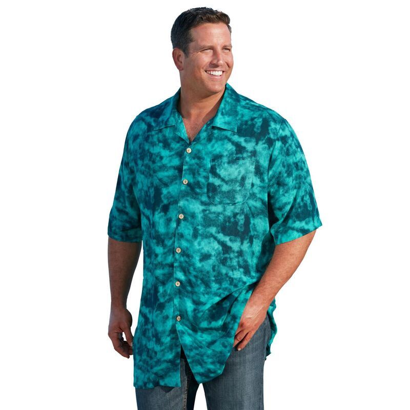 キングサイズ レディース トップス Tシャツ プリントール KingSize Mens Big Tall Printed Camp Shirtidal Green Marble グリーン