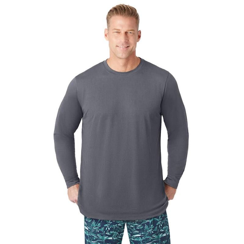 キングサイズ レディース トップス Tシャツ トール KingSize Mens Big Tall ClingFree Long Sleeve Swim Top Steel