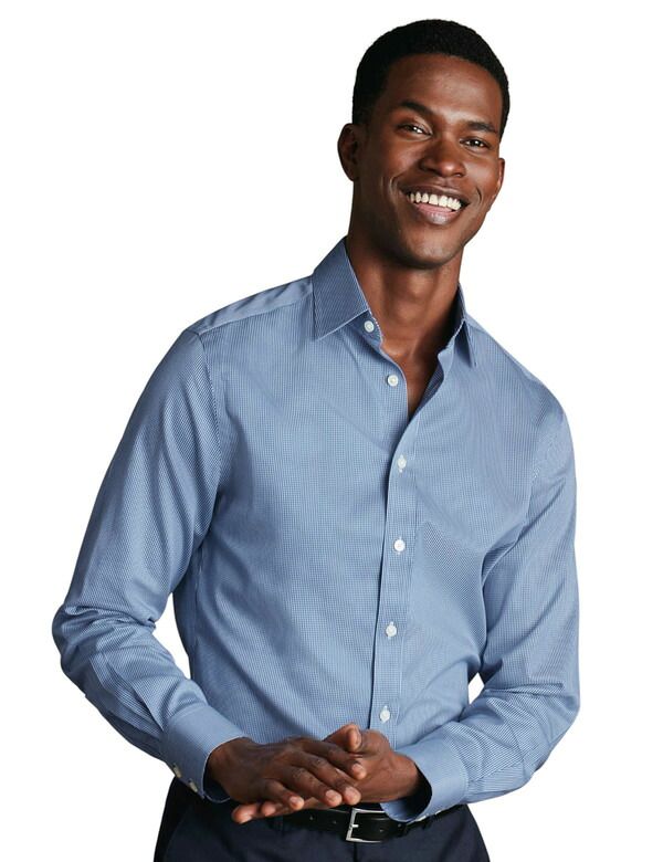 チャールズティリット メンズ トップス シャツ Charles Tyrwhitt NonIron Puppytooth Shirt Royal Blue ブルー