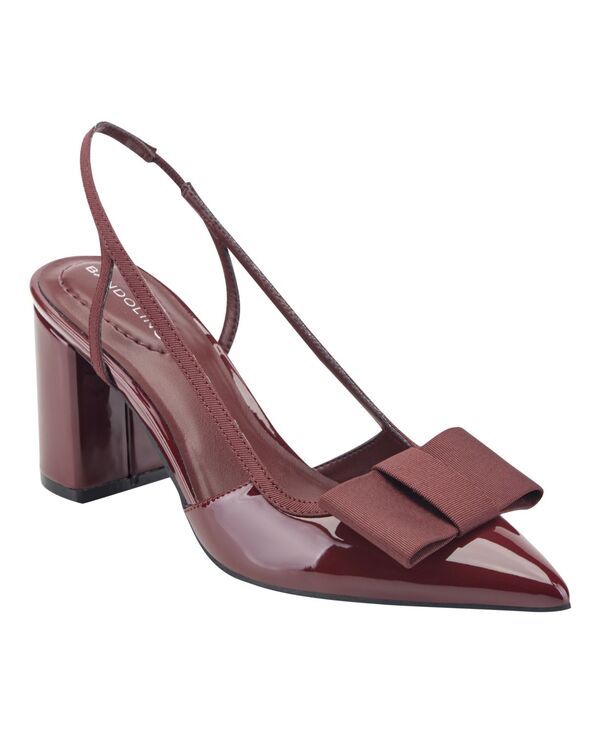 バンドリーノ レディース シューズ パンプス ヒール Bandolino Womensanessa Bow Block Heel Slingback Pumps Dark Red Patent レッド