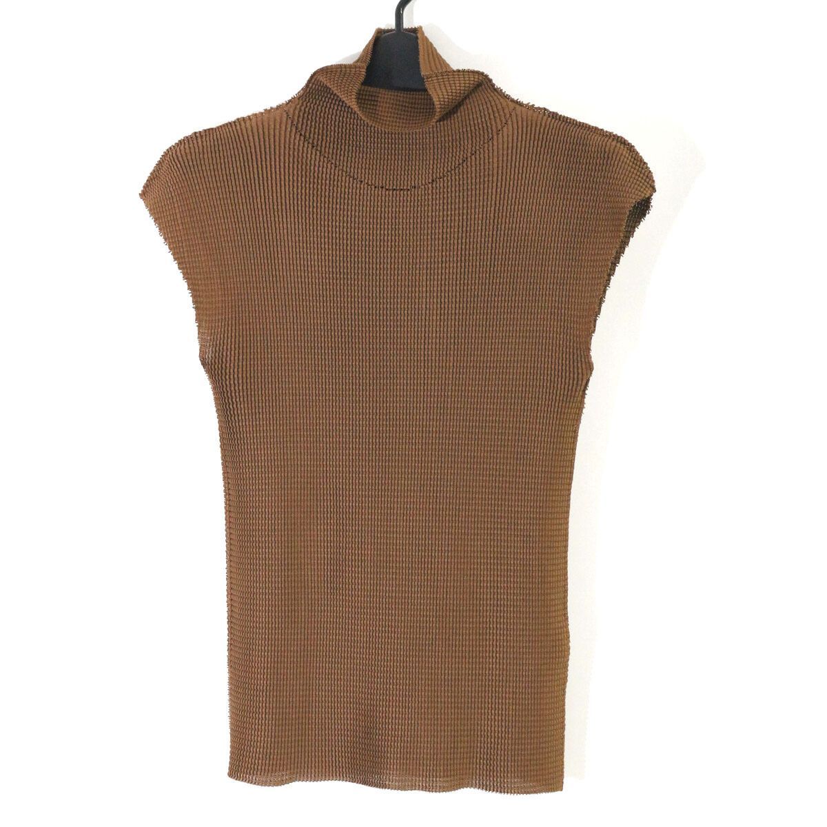 ISSEY MIYAKEme、イッセイミヤケ、ブラウン ハイネック トップス me ISSEY MIYAKE ミーイッセイミヤケ 14AW A-POC INSIDE ストレッチ