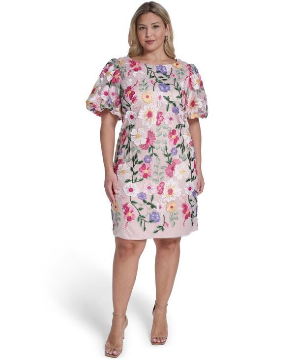 エリザジェイ レディース トップス ワンピース フラワー柄 メッシュ 刺繍 フラワー Eliza J Womens Boat Neck Floral Embroide red Mesh Dress M