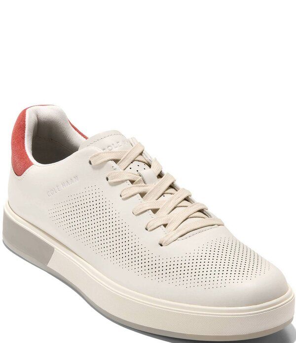 コールハーン メンズ シューズ スニーカー レザー Cole Haan Mens GrandPro Angleace Perforated Leather Sneakers IvoryRedwoodI