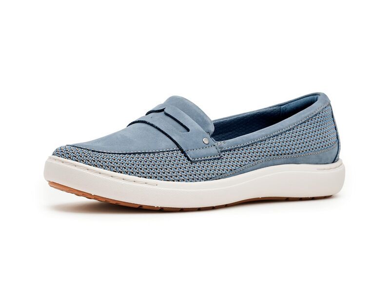 クラークス レディース シューズ スリッポン・ローファー Clarks Nalle Glidenim Blue Nubuck デニム