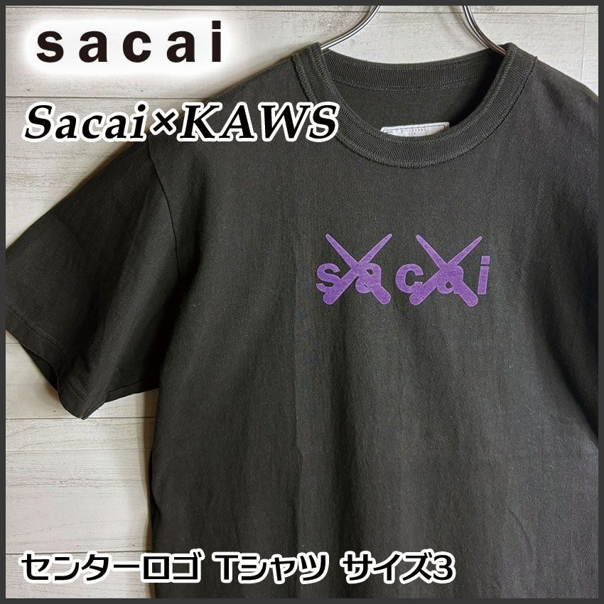 Sacai サカイ × Kaws カウズ センターロゴ Tシャツ 21SS サイズ3 Flock