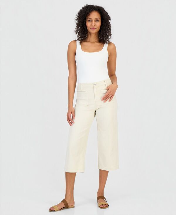 スタイルアンドコー レディース ボトムス デニムパンツ クロップド ジーンズ Style Co Womens HighRise Cropped WideLeg Jeans Creamy White ホ