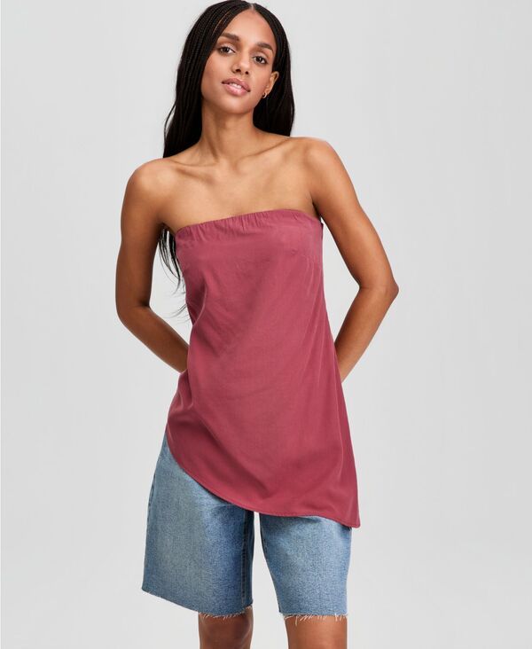アンドノウディス レディース トップス シャツ アシンメトリー ストラップレス And Now This Womens AsymmetricalHem Strapless Top Rosewood